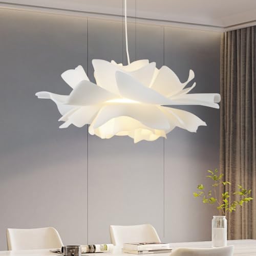 ENXING Lampadario A Fiori Moderno Lampadario A Petali In Acrilico Bianco Lampadario Regolabile In Altezza Lampadario Per Sala Da Pranzo Soggiorno Camera Da Letto Cucina Corridoio(60cm)