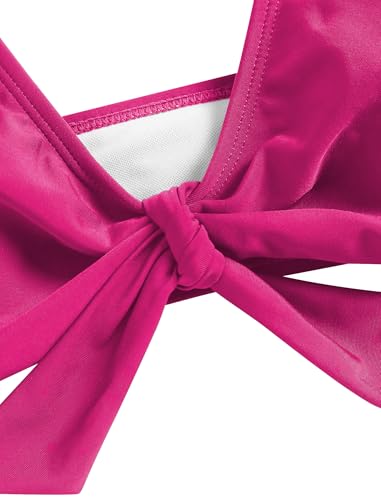 ZAFUL High Waisted Bikini Sets for Women Tummy Control Swimsuits Tie Knot High Rise 2025 Two Piece Bathing Suits (Small, Pink) — view 6