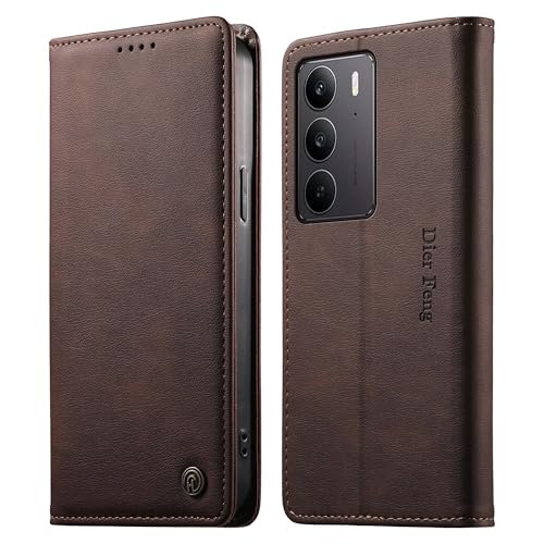 �X�}�z�P�[�X �Ή��@�� for Realme C75 4G / V60 Pro,�Ή��@�� for Realme 14X 5G �yRFID�u���b�N�@�\�z�J�[�h�X���b�g�t�����z �}�O�l�b�g�J�� �X�^���h�@�\�t�� Brown