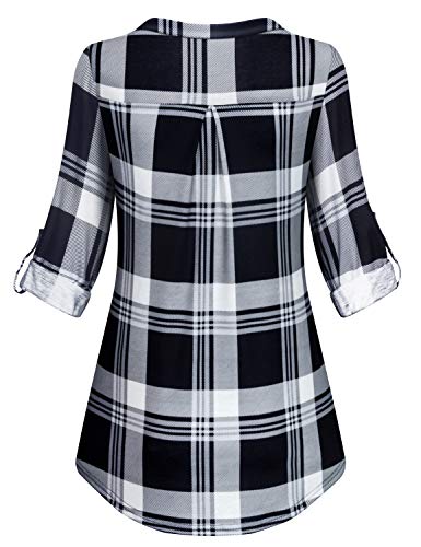 Business Casual Clothes For Women,Tanst Sky Ladies Work Shirts Winter Long Sleeve Plaid Tunics With Fake Pockets Casual Nursing A Line Maternity Tops Vintage Half Zip Notch Neck Knitted Blouse Black L #TOP2
