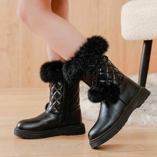 Toddlers/Little Girls Winter Snow Boots Mid Calf Faux Fur Lined Warm Boot Cold Weather Outdoor Shoes2