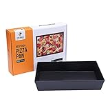 Deep Dish Pizza Pan Square 14" x 10" x 2.5", Non-Stick Coating, Black Deep Dish Pizza Pan Tapered Design, Fully Nesting, Square Baking Pan, Double Sided Coated With PTFE Aluminum
