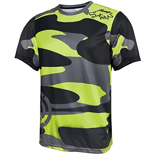 Wisdom Wolf Maglia da ciclismo da uomo, a maniche corte, leggera, traspirante, per sport, palestra, ciclismo