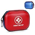 Small First Aid Kit - 185 Pieces Waterproof Emergency Kit for Home, Car, Office, Travel, Camping, Hiking & Outdoor - Portable Hard Case Survival Kit with Premium Supplies(Blue/Red)