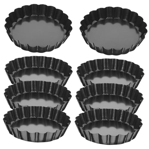 iplusmile 8個 活底カーボンスチール製ミニタルト型 耐熱軽量ベーキング型 お菓子作り用エッグタルト ムースケーキ プリン対応 製菓用品収納
