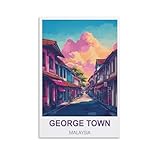 HSAYYIII George Town Malaysia Vintage-Reiseposter, 30 x 45 