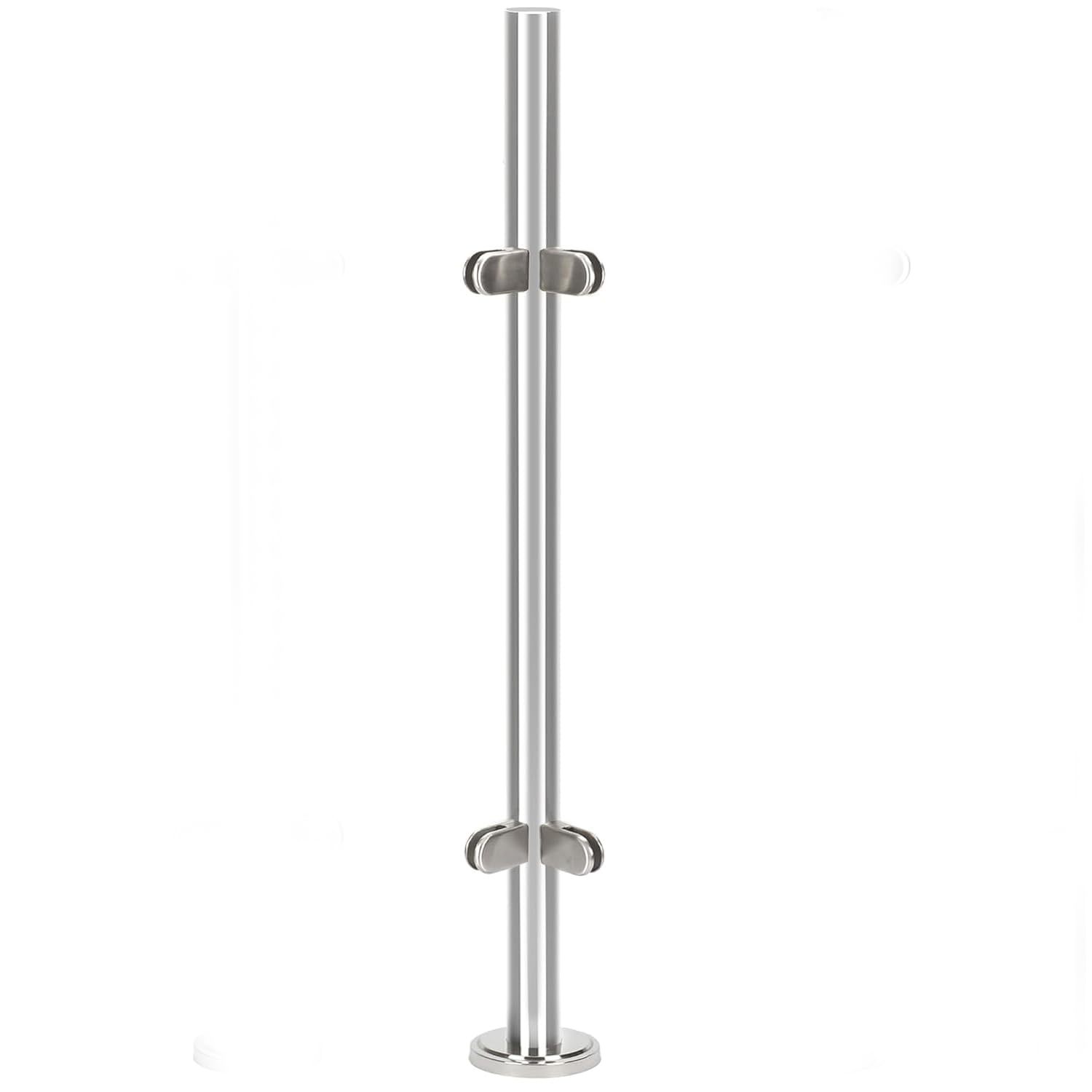 aleawol 110cm Stainless Steel Balustrade Posts Corner Post with Glass Clamps and Rubbers, for 8-12mm Glass, Railing Column for Outdoor Indoor Staircase Landing (Corner Post)