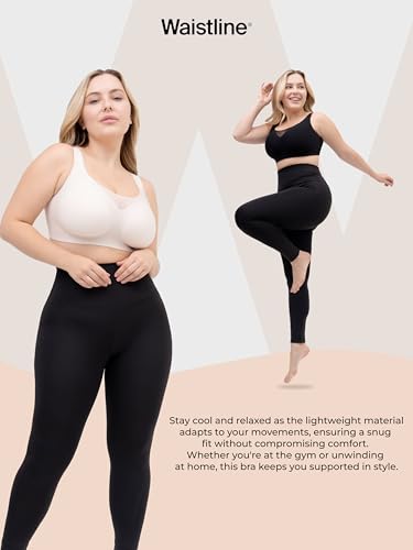 Women's Seamless Compression Bras - Wirefree Comfort Bra with Adjustable Straps - Sports Bra for Women No Underwire Black