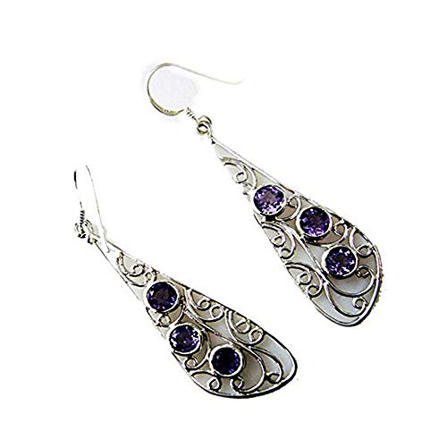Boucles d'oreilles améthyste anti-irritation style long poisson pour femme