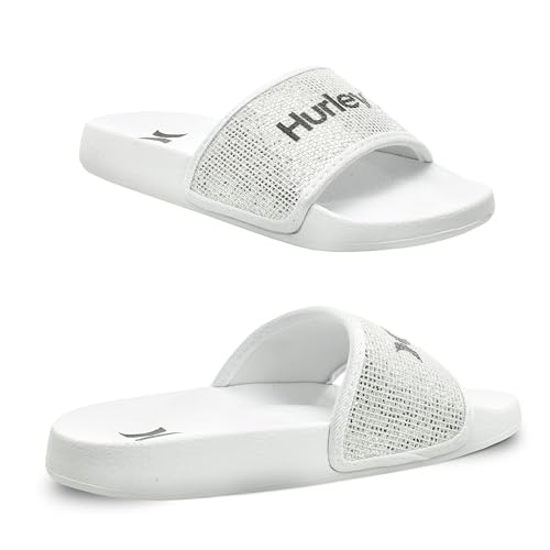Image of Hurley Naia Comfortable Slip-On Kids Sandals, Cute Girls' Slides for Indoor and Outdoor, Shower Slides for The Beach and Pool