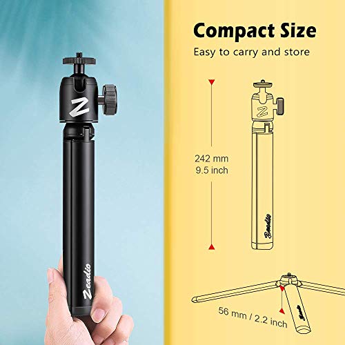 Image of Zeadio Metal Mini Tripod+Ball Head Mount, with 1 /4 inch Screw Desktop Tabletop Stand Tripod for Smooth4, Crane Plus, Crane 2, Osmo Mobile, Ronin-S, Vimble 2, Gimbal Handle Grip Stabilizer and All Cameras