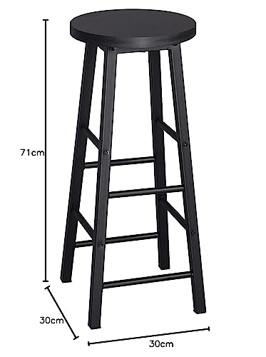 WOLTU Set van 2 Barkrukken Industriële stijl,Bistrokruk Metalen structuur MDF-oppervlak,Zwart BH130sz-2 - Afbeelding 4