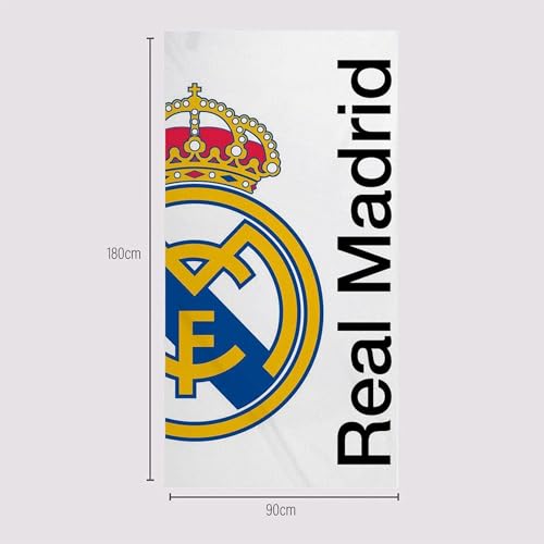 Miniatura 4 de Toalla Real Madrid Toalla Oficial Con Diseño Exclusivo, Escudo Y Colores Del Club, Ideal Para Playa, Piscina, Baño O Deporte, Accesorio Práctico Para Aficionados Al Fútbol