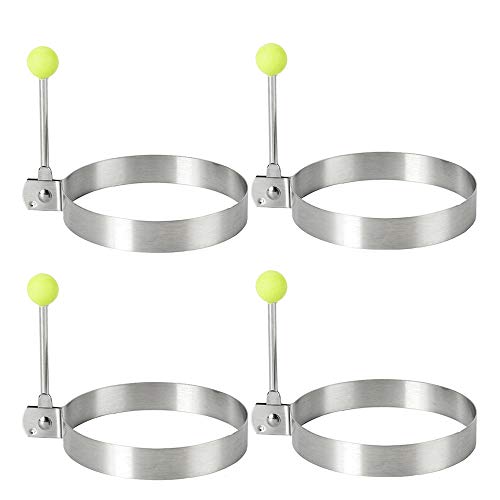 Cherry Juilt 4PCS Egg Ring, Round Professional Pancake Mold, Egg Cooker Rings For Cooking, Stainless Steel Non Stick Round Egg Ring Mold For Fried Egg Sandwiches