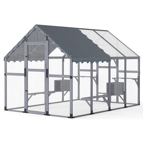 Catio Outdoor Katzengehege Katzen Großer Katzenauslauf 276 x180 x 188cm Kitty Haus Katzenhaus mit Brücken, Spaziergänge, Kleine Häuser,...