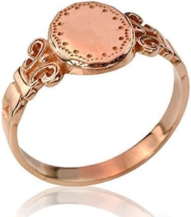 Vintage Style Solid Gold Oval Signet Ring, US Sizes 3-13
