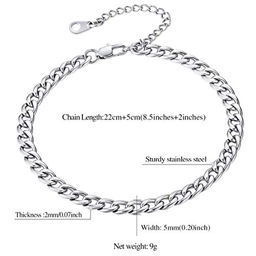Findchic Cuban Link Anklets For Women Stainless Steel Ankle Chains Beach Foot Jewelry 8.5''-10.5'' Adjustable Girls' Ankle Bracelets For Her Daughter #TOP5