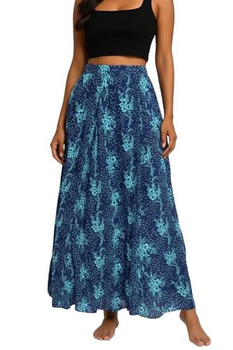 Image of Premium Long Skirt | Stylish Long Crushed Cotton & Unique Prints | Floor Length Skirt for Women | Elastic Waist Premium Maxi Skirt - Comfortable Casual Wear