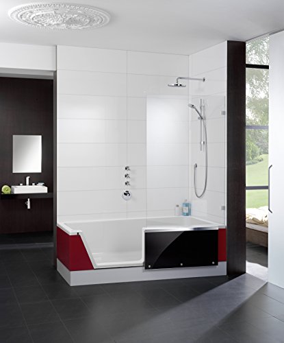 Repabad Easy- In Dusch Badewanne 170 Wandversion Einstieg rechts Front Glas Coffee mit Montage mit Sound Bluetooth Boxen