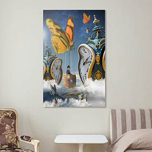 Hhgaoart Salvador Dali Poster Surrealism Wall Art Watch Metal Clock Canvas Painting Picture For Living Room (Dali31-Melting Clock,16X24Inch-Unframe) #TOP6