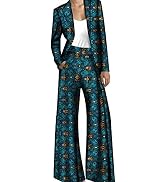 iooiooi African Women's Casual Prints Long Sleeve Top and Pant Blazer Sets