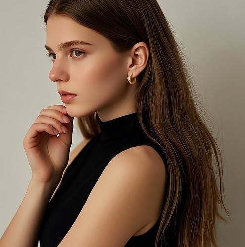 Gold Hoop Earrings for Women 14K Gold Earrings for Women CZ Earring Gothic-Style Zircon Sun Hoop Earring for womens Trendy2