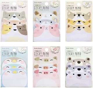 6 Pads Animal Sticky Notes Sticky Notes Set Cute Post It Notes Self-Stick Notes Different Shapes Notes Kids Stationary for Home Office School Supplies