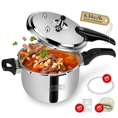 Image of Premium 6.34 Quart Stainless Steel Pressure Cooker, Quality Crafted Kitchen Cookware, Professional Performance, Durable Design for Daily Family Cooking