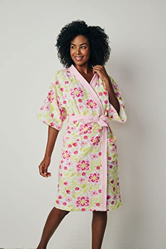 Roupão Felpudo Adulto Quimono Estampado Azaléia M Com 1 peça