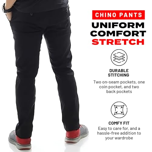 Access Chino Pants for Men, Premium Cotton & Spandex Blend, Basic Casual Uniform Stretchy Slim Fit Chinos Pants Men2
