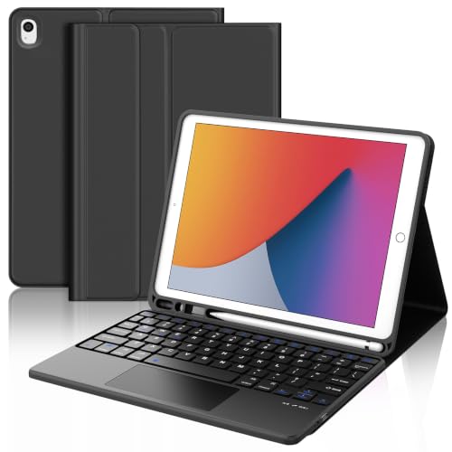 Funda de teclado para iPad 9./8./7. Generacion con soporte para lapiz y teclado Bluetooth