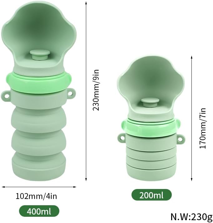 Miniatura 8 de Botella de agua portátil de silicona para perros, a prueba de fugas, dispensador de agua plegable para mascotas, para caminar, senderismo, viajes,