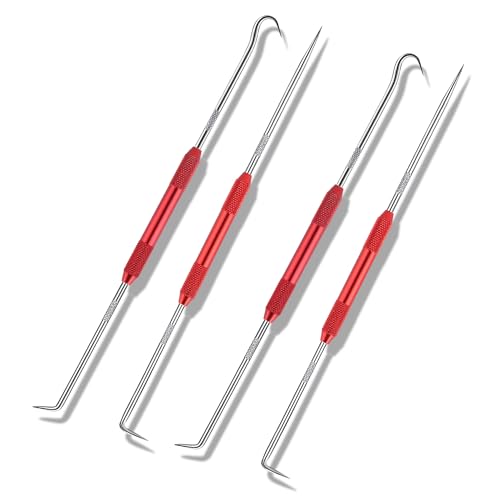 Image of Salior 4PCS CarbonSteel Hook Tool and Pick Set,Double End Pick and Hook Set Auxiliary Dismantling Fittings,Universal O Ring Pick Set and Hook Tool Car Accessories Fit for Most Cars (Red)