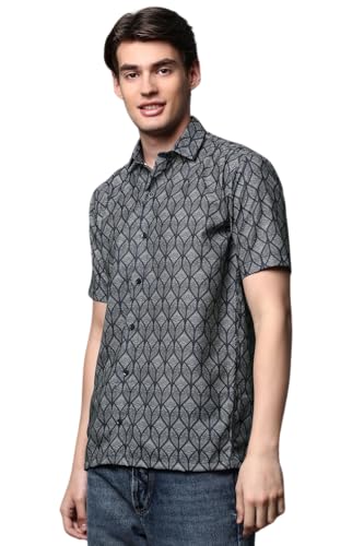 Image of Half Sleeve Relaxed Fit Men's Casual Shirt | Cotton Blend Oversized Shirts for Men Loose fit | Oversized Printed Shirts for Men | Men's Half Sleeve Relaxed Fit Shirt Fashion