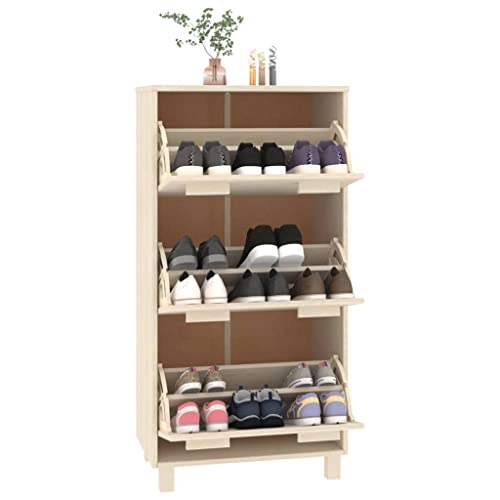 Rangement chaussures pin massif modulable marron miel avec tiroirs - 8