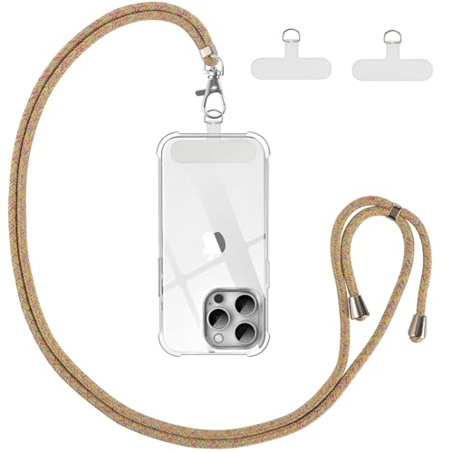Vauki Cordon Tour de Cou Universelle Téléphone avec 2 Patchs, Lanière en Corde Portable Collier de Longe Nylon, Réglable Amovible Collier compatibles avec...