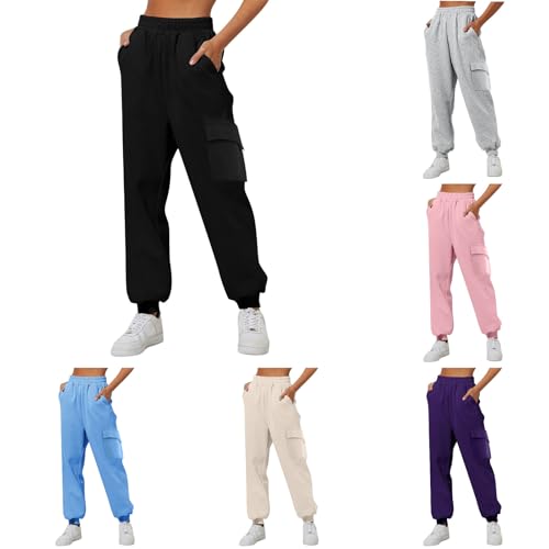 Cargo Sweatpants Damen Y2K Cargohose High Waist Wanderhose Baumwolle Arbeitshose Mit Taschen Gerades Bein Jogginghose Einfarbig Sporthose Baggy Hosen Weich Sweathose Schwarz XL Cargo Sweatpants Damen Y2K Cargohose High Waist Wanderhose Baumwolle Arbeitshose Mit Taschen Gerades Bein Jogginghose Einfarbig Sporthose Baggy Hosen Weich Sweathose Schwarz XL