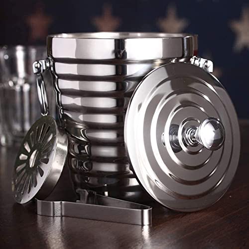 Balde de gelo balde de gelo de aço inoxidável balde de gelo de parede dupla com pinças de tampa Filt