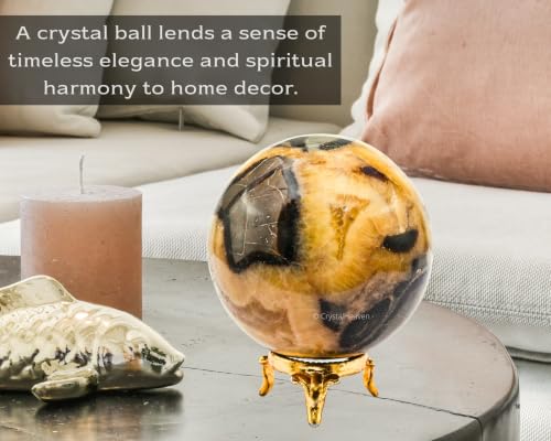 Image of Certified Septarian Crystal Ball for Meditation - Premium Crystal Vastu Items for Home and Feng Shui Items for Good Luck - Ideal for Pooja Supplies and Spiritual Practices (3 inch Inch)