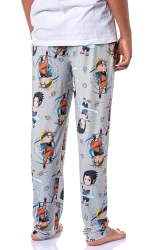 Bioworld Naruto Shippuden Anime Men's Chibi Characters And Symbols Lounge Sleep Pajama Pants4