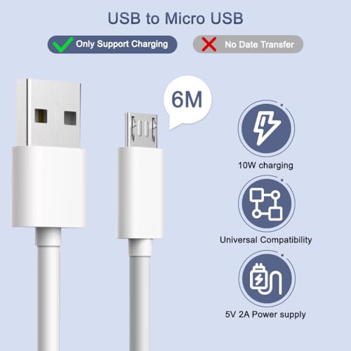 Image of Verilux 19.6Ft /6M Micro USB Extension Cable Long Extension Cable for Security Camera Extension Charging CableExtension Cable Compatible with Mi 360 Home Security Camera, Micro USB Enabled Devices