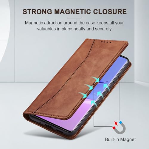 Image of Jasonyu Case for Motorola Edge 40 Leather Wallet Flip Cover with Card Holder,Kickstand, Magnetic Closure,TPU Shockproof Phone Case Compatible with Motorola Edge 40 (Brown)
