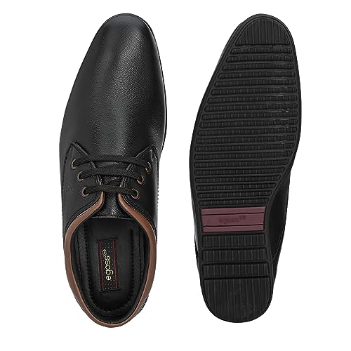 Image of egoss Lace-Up Casual Shoes for Men | Genuine Leather | Premium Comfort | Stylish Footwear for Office, Party & Wedding Occasions
