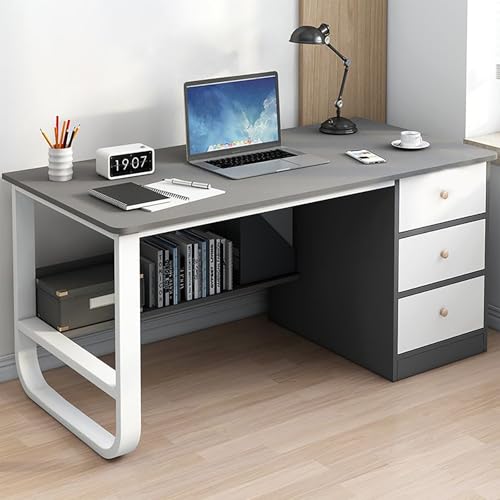 Oficina, Home Improvement Escritorio de Oficina Minimalista,120CM Escritorio para Computadora con 3 Cajones y Estante,Escritorio de 50CM de Ancho,Escritorio de Estudio para Oficina en...