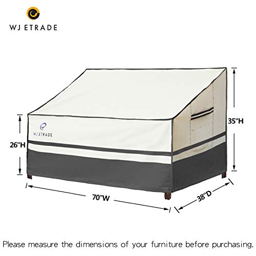 Patio Sofa Cover, Waterproof Uv Resistant Heavy Duty Outdoor 2-Seat Loveseat 3-Seat Sofa Cover, 70"Wx38"Dx35"H, Beige+Grey #TOP1