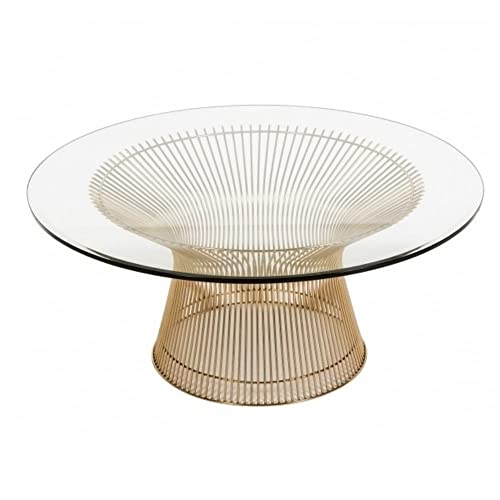 Take Me Home Furniture Coco 32" Round Glass Coffee Table for Living Room | Metal Cocktail Table, Sofa Couch Table, Snack Table, Accent Table with Gold Metal Frame for Living Room, Bedroom, Office by Take Me Home Furniture - Used condition - Image 2