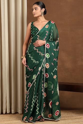 Image of MIRCHI FASHION Women Saree Chiffon Floral Printed | Breathable Festive Occasion Sari for Social Visits with Matching Blouse Piece