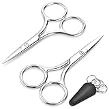 2-Pack Small Scissors, Professional Eyebrow & Facial Hair Scissors - Stainless Steel Precision Grooming Kit for Women & Men | 3.5” Straight Tip for Eyebrows, Beard, Nose, Mustache & Ear Hair Scissors
