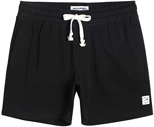 maamgic Mens Athletic Gym Shorts 5.5" Elastic Waist Casual Pajama Pocket Jogger Men Workout Short Pants Black