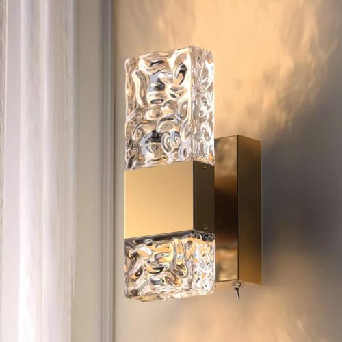 Gold Battery Operated Wall Sconces, 10000mAh Wireless Battery Powered Wall Lights Fixture, Not Hardwired Dimmable Wall Lamp with Remote for Bedroom, Living Room, Bathroom, Hallway